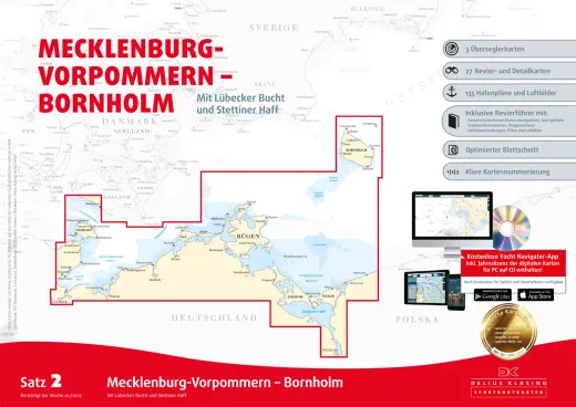 Delius Klasing Seekartensatz 2 Mecklenburg Vorpommern Bornholm Papier & Digital