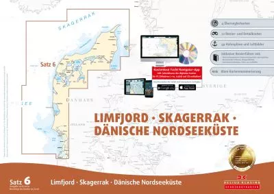 Delius Klasing, Seekartensatz 6 Limfjord Skagerrak Dänische Nordseeküste, Print & Digital