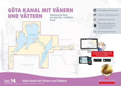 Delius Klasing, Seekartensatz 14 Götakanal Vänern Vättern, Papier & Digital