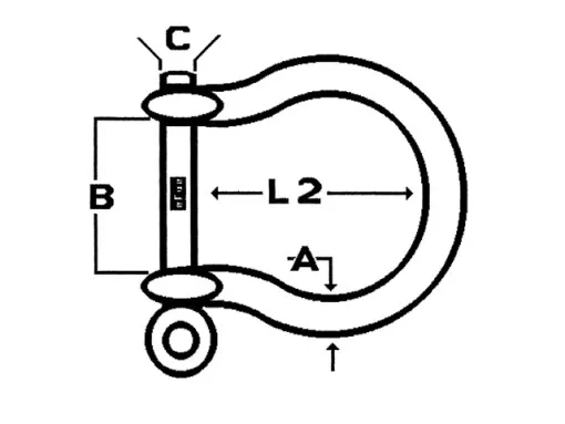 L'océan, l'acier inoxydable manille inox A4 courbé, 4 mm - 22 mm
