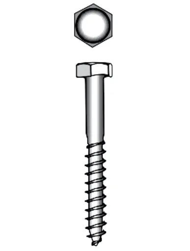 Inox A2 2 viti per legno a testa esagonale 6 x 80 mm