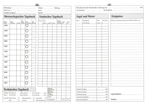 Delius Klasing logbook for the charter yacht