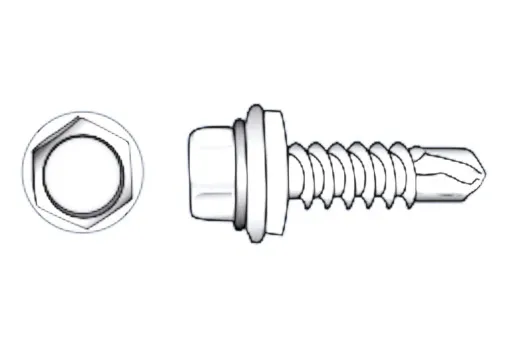Tornillo autoperforante Inox A2 con junta 5,5mm x 25mm 10 piezas