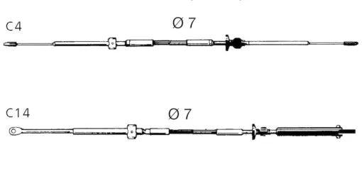Ultraflex, C14 shift cable & Bowden cable, Evinrude & OMC