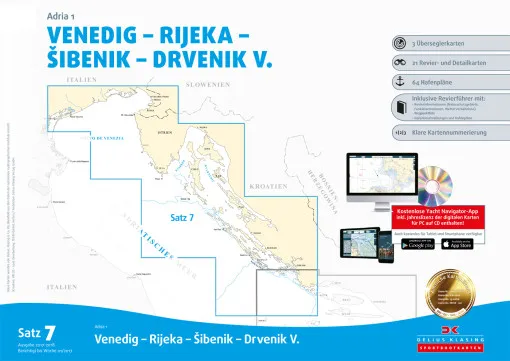 Delius Klasing, Charts 7 1 Adria Venise - Südkornaten, Papier et numérique