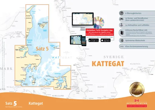 Delius Klasing, Seekartensatz 5 Kattegat Papier & Digital