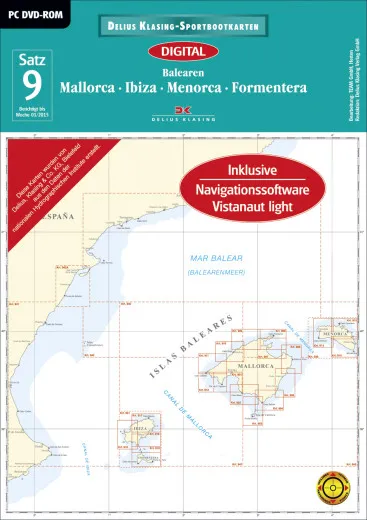 Delius Klasing, Set de Cartas Náuticas Digitales 9, Islas Baleares- Mallorca, Ibiza, Menorca