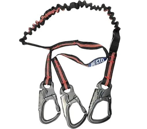 Besto, safety leash Elastic Lifeline 3 aluminium performance hooks Double Action