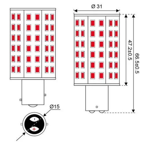 Talamex, S-LED 60x SMD navigation light BAY15d, green / red