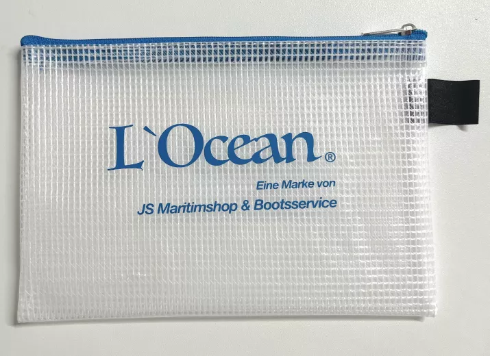 LOcean, pochette zippée A6 Bleu- Transparent