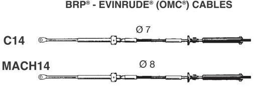 Ultraflex, Mach14 shift cable & Bowden cable, Evinrude & OMC