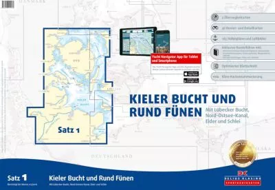 Delius Klasing Seekartensatz 1 Kieler Bucht & Rund Fünen Papier & Digital