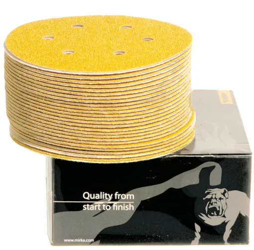 Mirka, des meules d'or 9 trous Velcro P180, 150mm