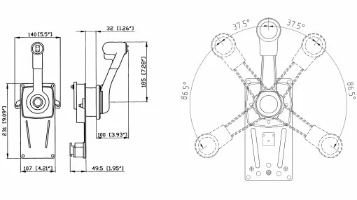 Ultraflex, Schalthebel mit Trimmschalter B184